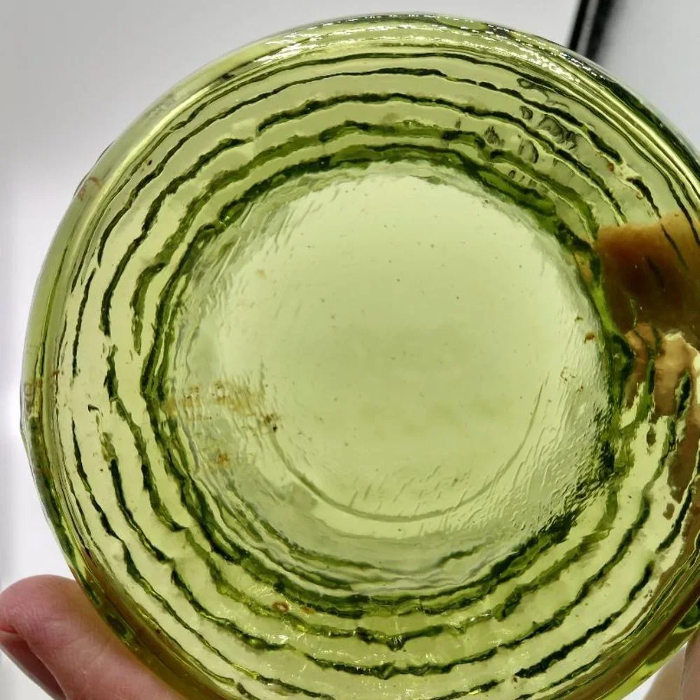 Vintage Napco Cleveland Co. Crinkle Textured Green Glass Vase